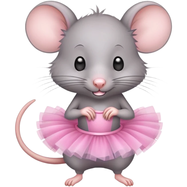 Cute grey rat with pink tutu emoji