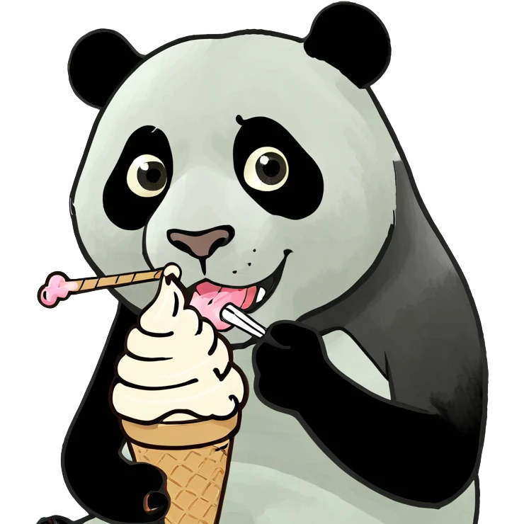 Panda eating ice cream emoji