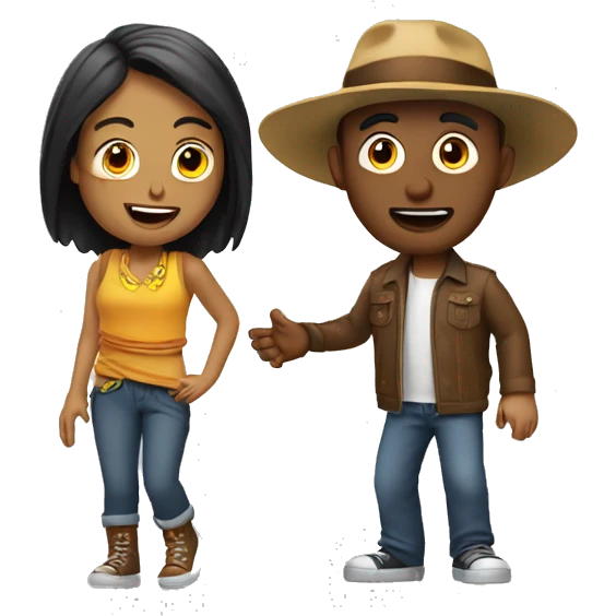 chico y chica hablando por videollamada emoji