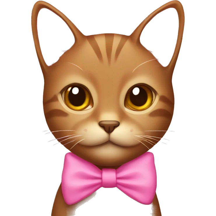 brown cat with pink bow emoji