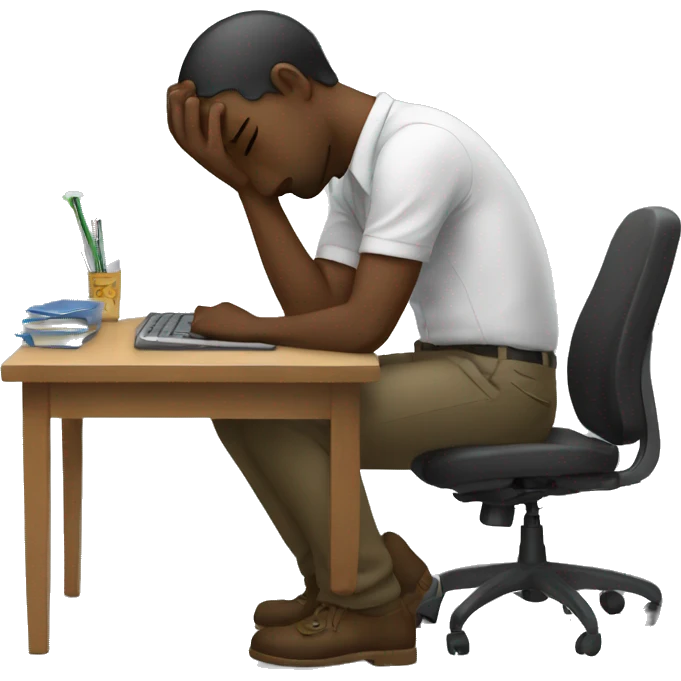 Tired at desk emoji