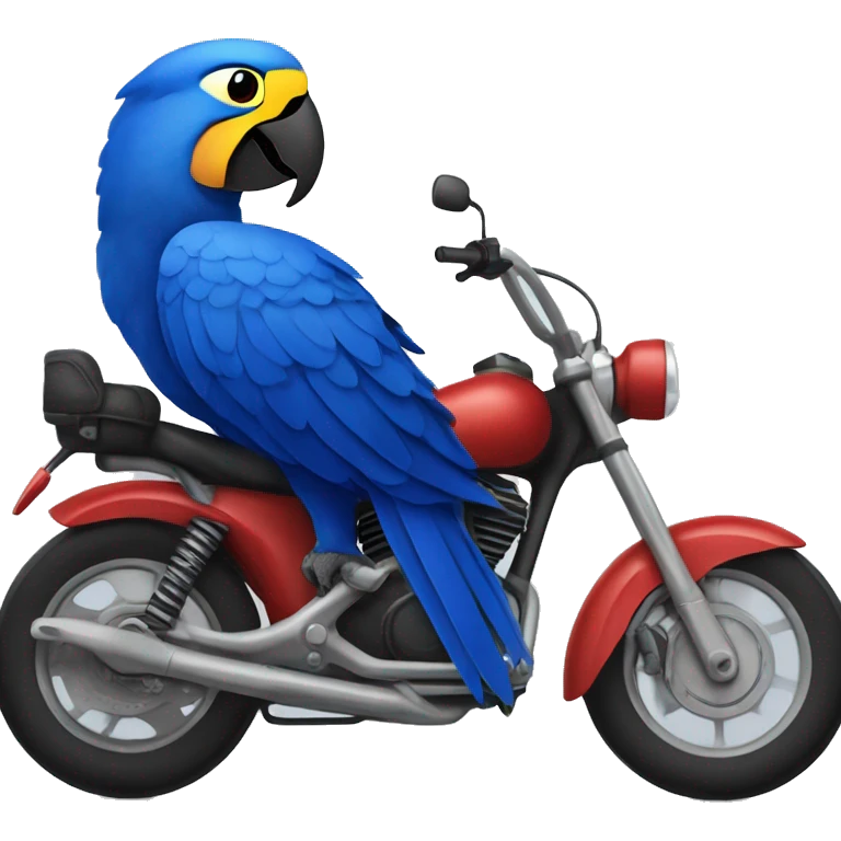 Hyacinth Macaw on motorcycle emoji