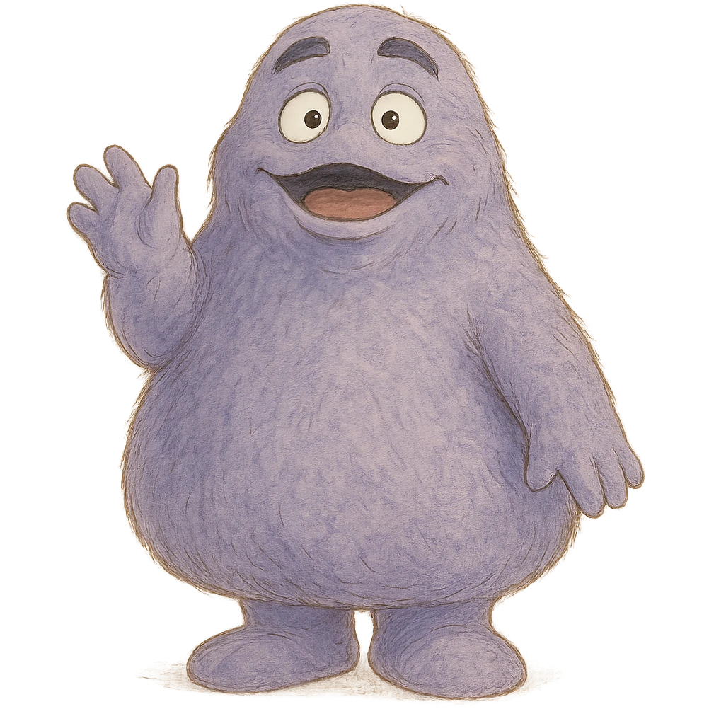grimace ghibli style illustration emoji