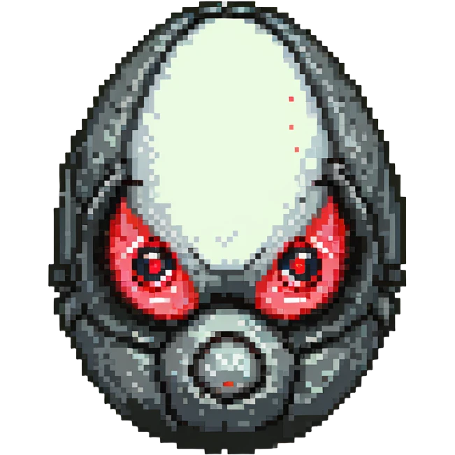 a strange transparent alien egg with a visible creature inside, embryonic, fetal shape creature, 3 glowing red eyes, illuminated from above emoji