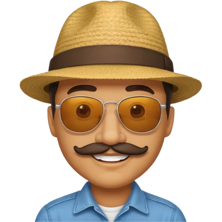 mustached man in sunglasses with HAT emoji