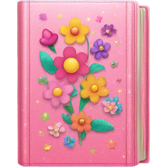 Pink diary with flowers and glitter  emoji
