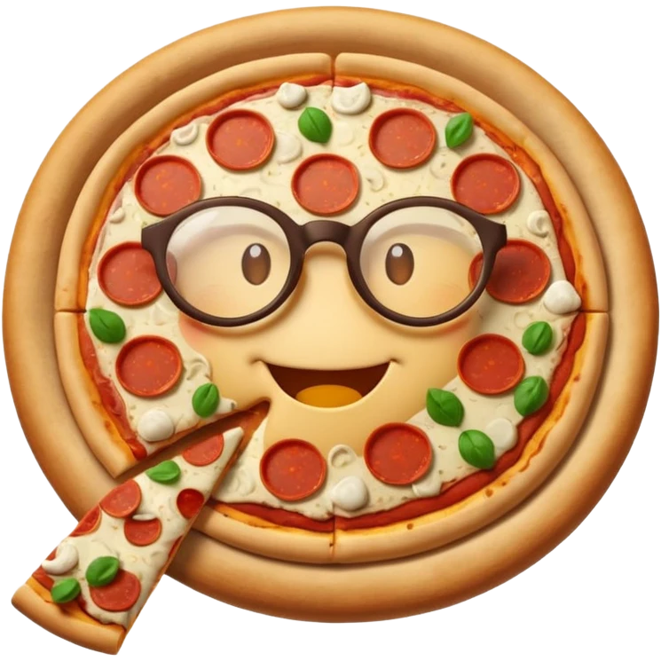talking pizza with glassess emoji