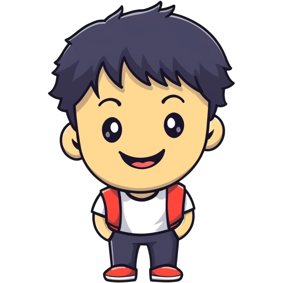 K-pop male idol face with black hair and a big smile emoji