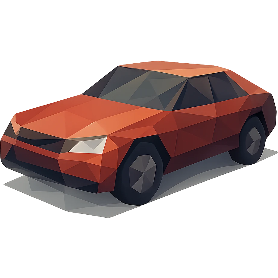 low-poly polygonal style car emoji