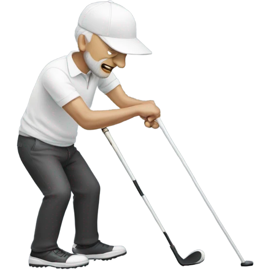 Blind man swinging walking stick like a golf club  emoji