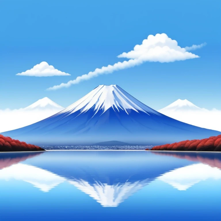 Mount Fuji, the iconic snow-capped mountain of Japan with blue sky emoji