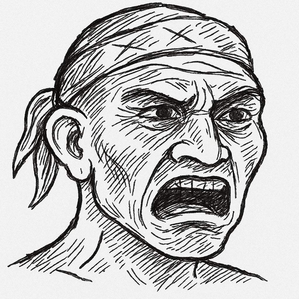 wojak meme style illustration of a guane deme character, expressive face, simple background emoji