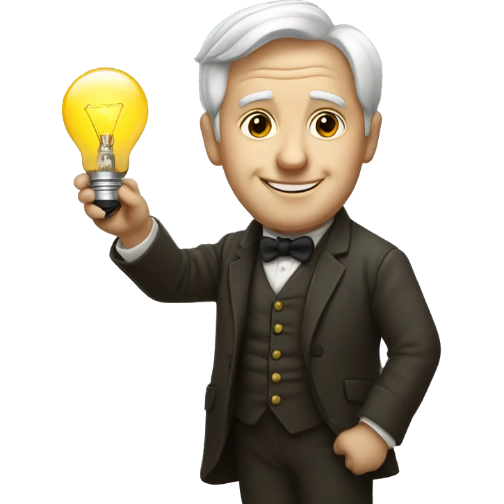 THOMAS EDISON HOLDING A LIGHT BULB emoji