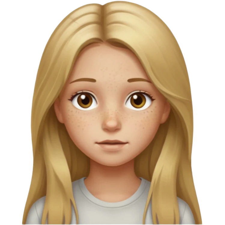A young girl with long dirty blonde hair and hazel eyes emoji