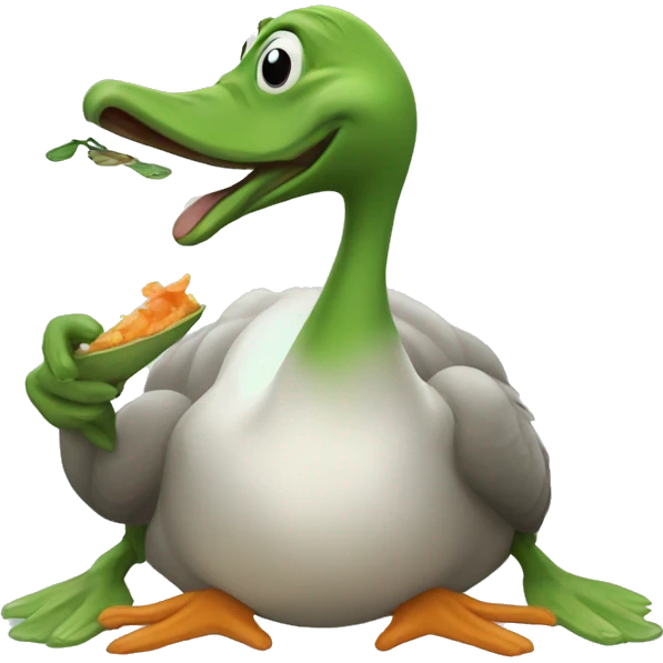 Goose eating frog  emoji