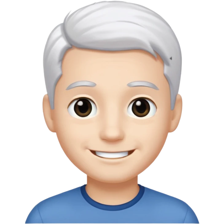 pure white hair,black eyebrow,cute Boy, smile face emoji