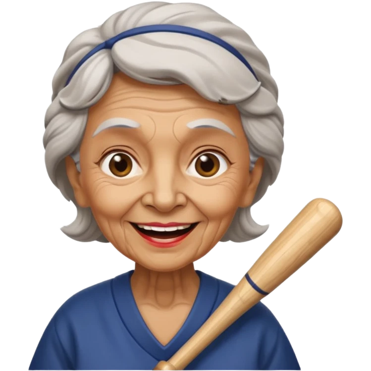 Old lady with a baseball bat emoji