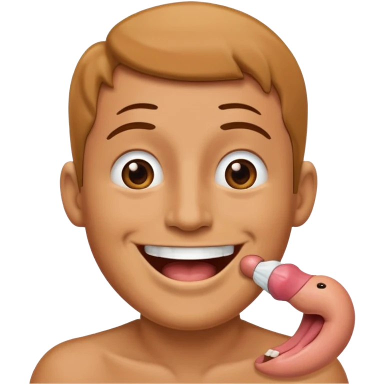 Smiling with a penis coming out of mouth emoji