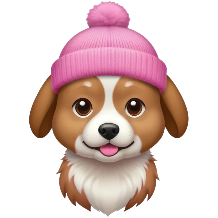 dog wearing a pink beanie emoji