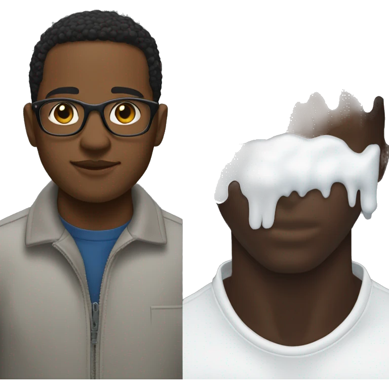 black man next to white stuff emoji
