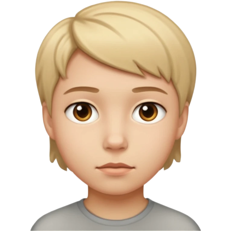 adolescent au visage impassible. Cheveux courts emoji