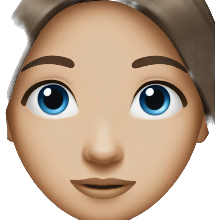 Long brunette straight hair girl, blue eyes emoji