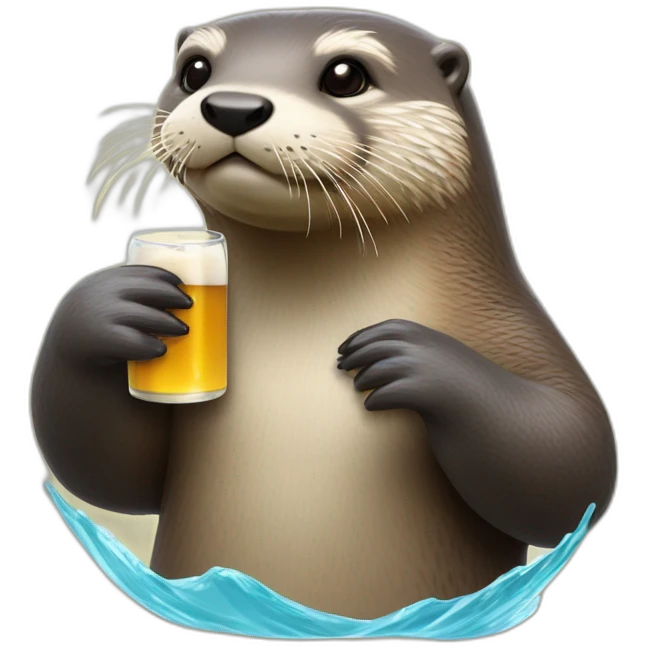 loutre avec une bière dans la main dans l eau emoji