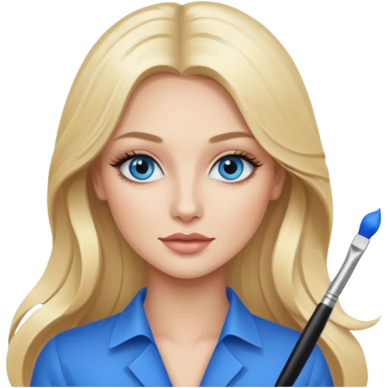 luxury blonde makeup artist with blue eye with long ass hair emoji