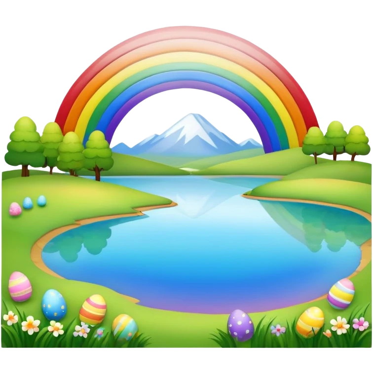 an easter rainbow lake landscape  emoji