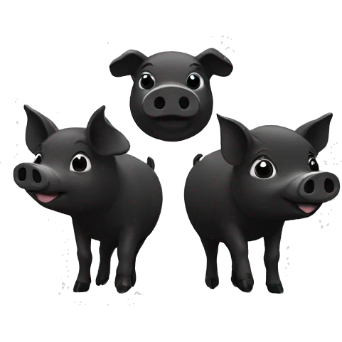 Black and white with black pigs on the nosecat emoji