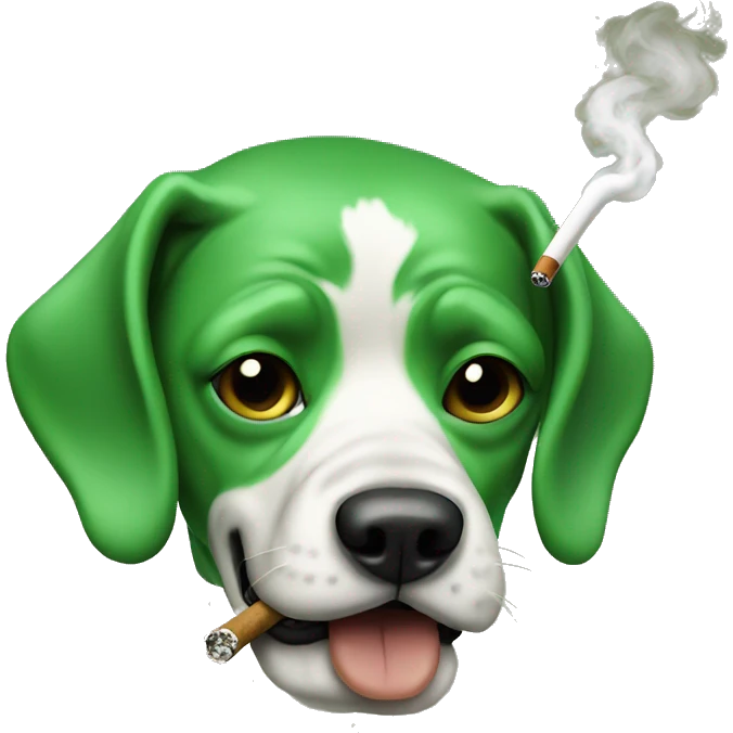 dog with skate smoking green cigar emoji