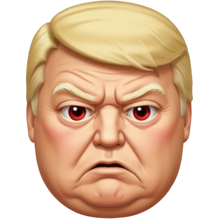 uSE THIS AS A REFERENCE PICTURE TO CREATE AN ANGRY, ELDERLY, OBESEB DONALD TRUMP EMOJI, FROM AN ISOMETRIC OVERHEAD ANGLE emoji