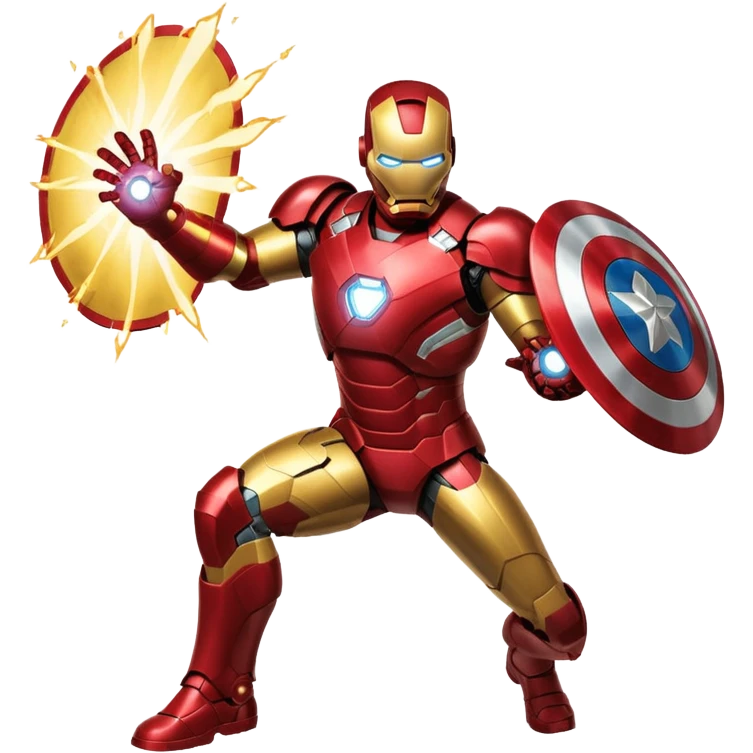 Iron Man blasting at Captain America with shield emoji