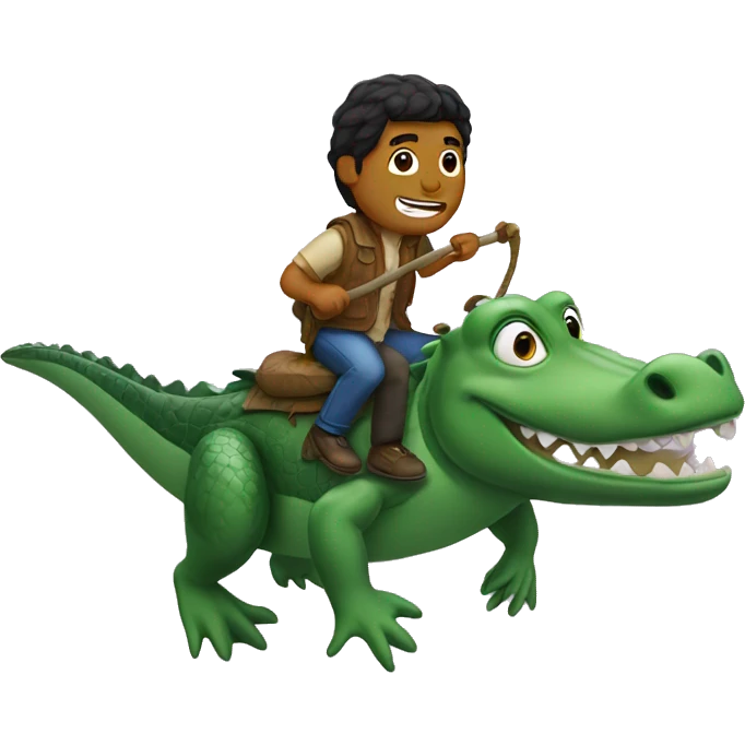white male with black mullet riding an alligator  emoji