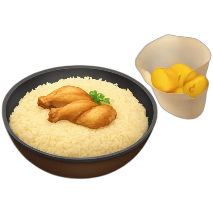 The most common type of food is chicken and rice  emoji