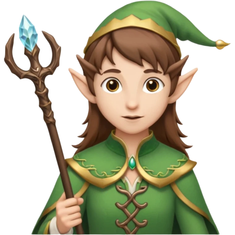 elf with staff brown hair, no hat emoji