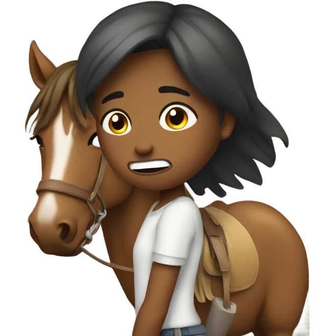 Girl on horse crying emoji