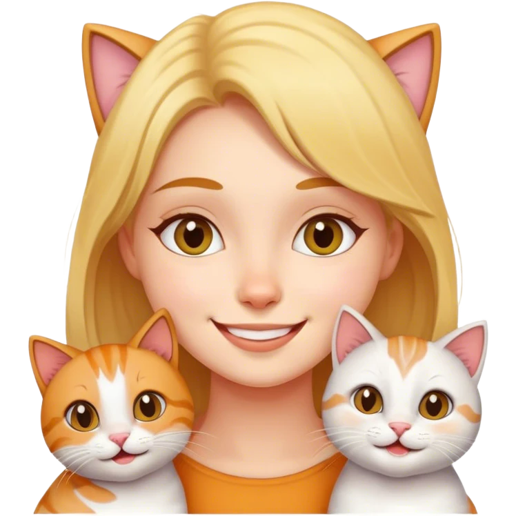 happy girl with 3 cats  emoji