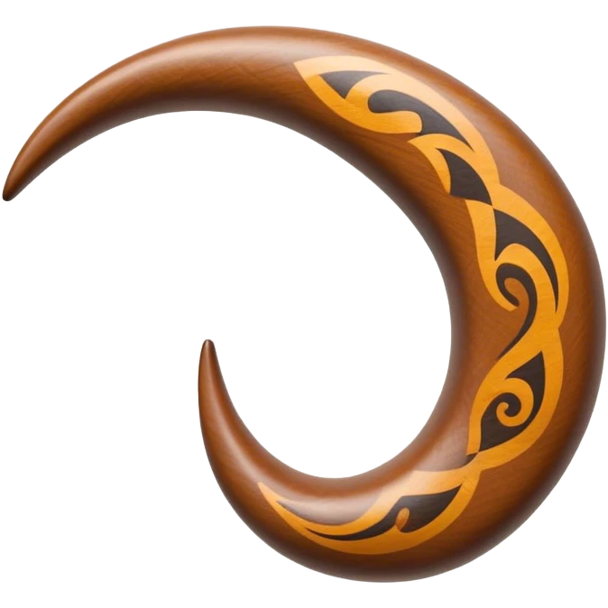 Cinematic Realistic Boomerang Emoji, depicted as a sleek, curved traditional Aboriginal tool rendered with detailed textures and a dynamic sense of motion, symbolizing cultural significance and natural craftsmanship under warm earthy lighting. emoji