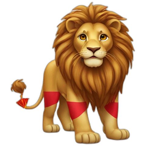 Lion avec ke drapeau du maroc emoji