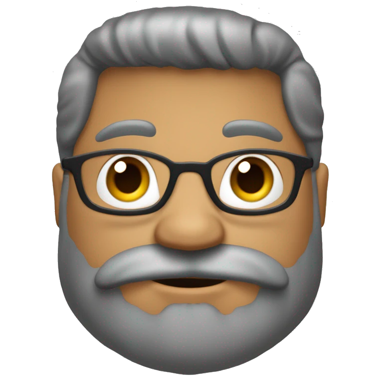 Crie um emoji de um homem careca, barba grande e grisalha, usando um óculos de grau redondo, sobrancelhas finas  emoji