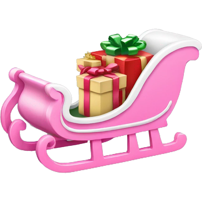 Mini pink sleigh with tiny presents emoji