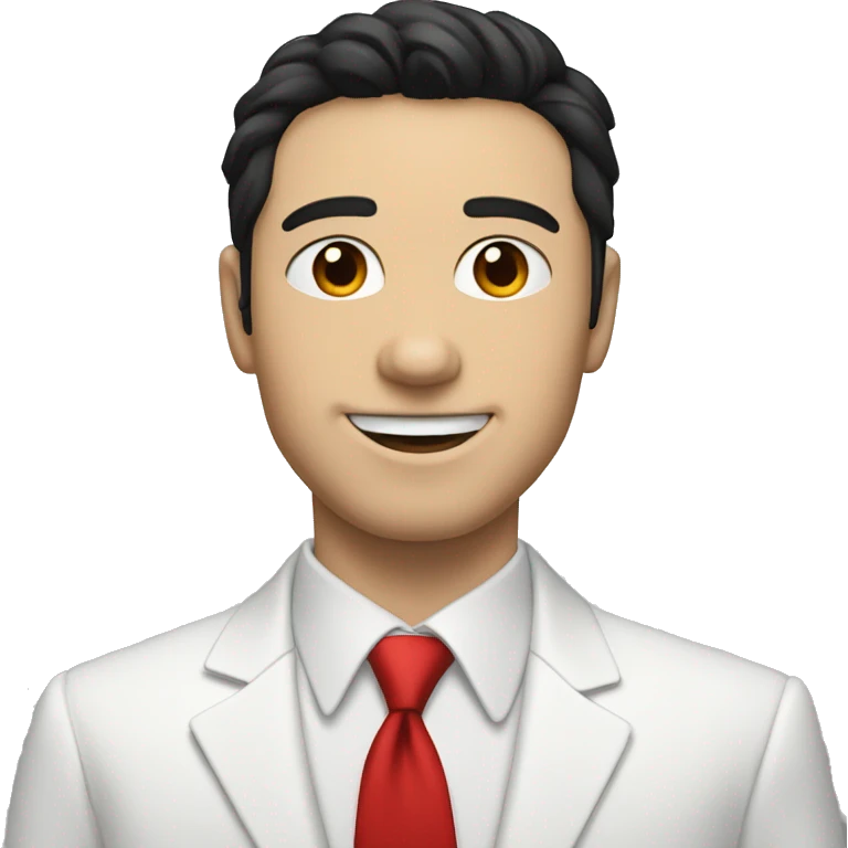 a white guy with black hair with a white suit with a red tie named joe hawley emoji