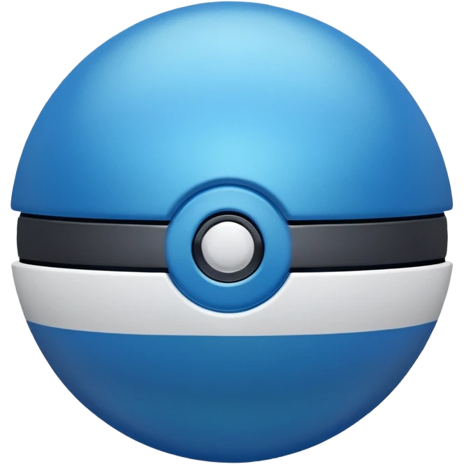 blue pokeball emoji, top half is a more saturated blue, bottom half is white, black stripe, with a metallic sheen emoji