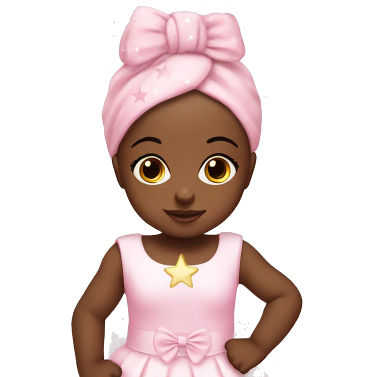 Baby girl with traje white with stars pink  emoji