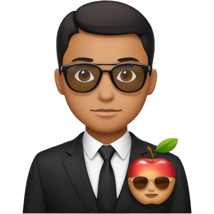 Apple emoji style, black-suited special agent wearing sunglasses emoji
