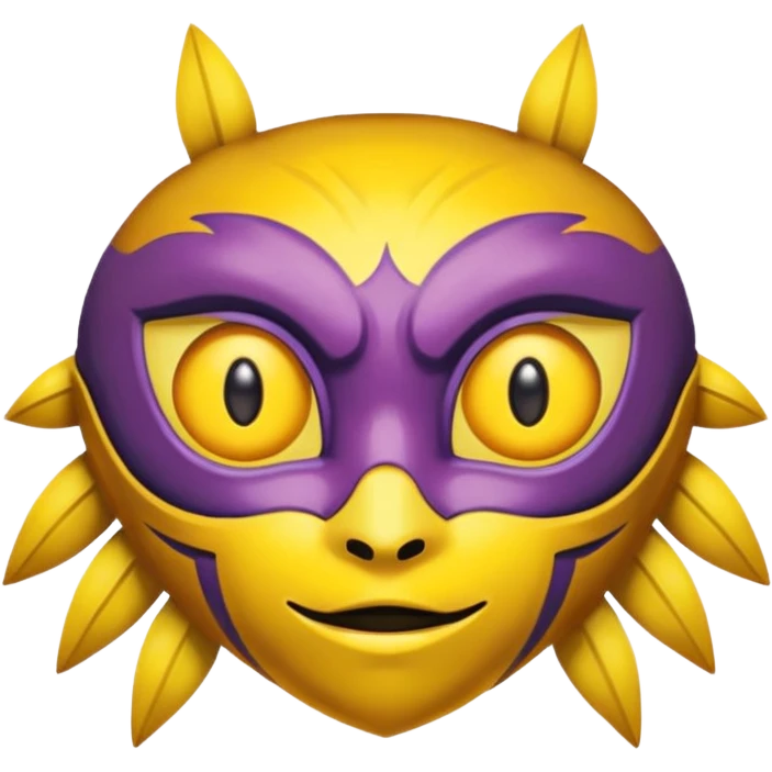majoras mask mixed with the eyebrow raised emoji emoji