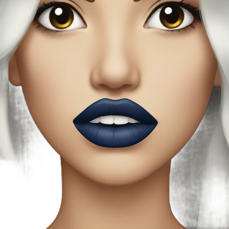 realistic dark blue lips emoji