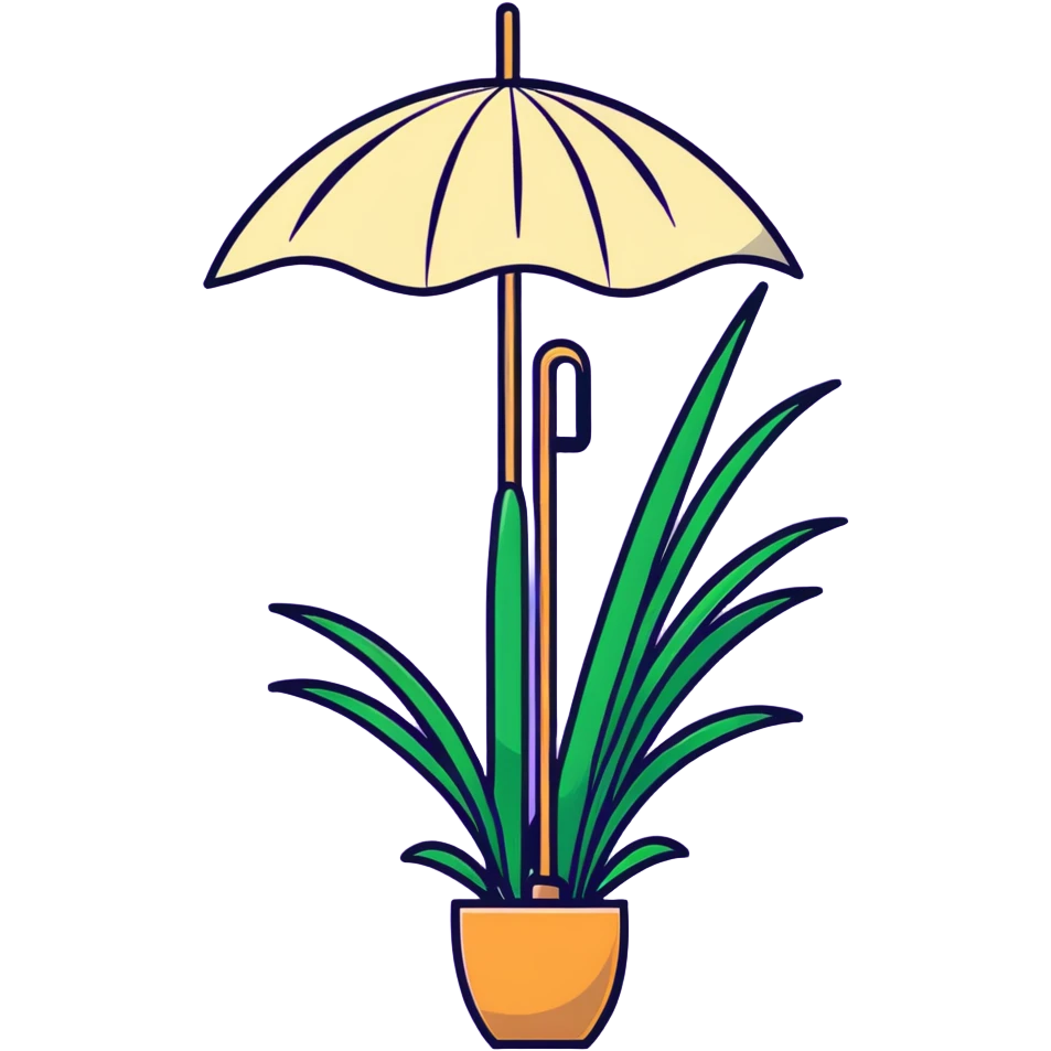 Tall reed-like papyrus plant with feathery tops, green stems and umbrella-shaped foliage emoji