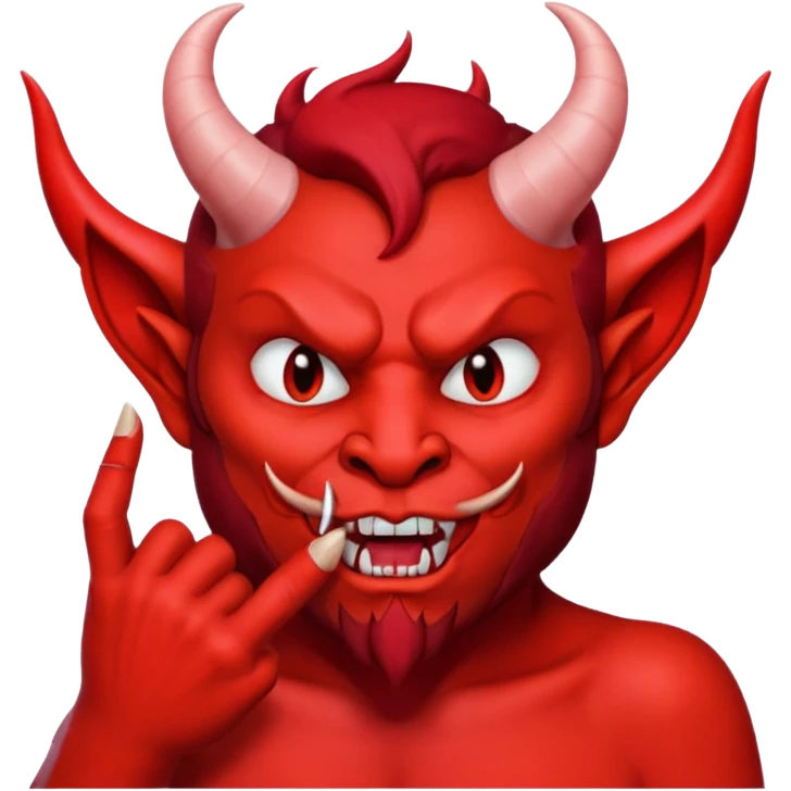 Creppy devil and shushing someone  🤫 like there figer over there mouth  like there lip is closed and the figers over and not useing the middle finger  emoji